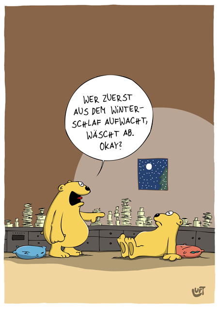 Thomas Luft, Cartoon, Lustig, Winterschlaf, Bär