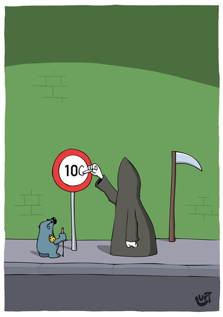 Thomas Luft, Cartoon, Lustig, Tod, 100