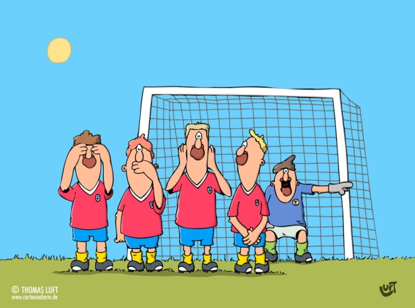 Thomas Luft, Cartoon, Lustig, Fußball, Mauer